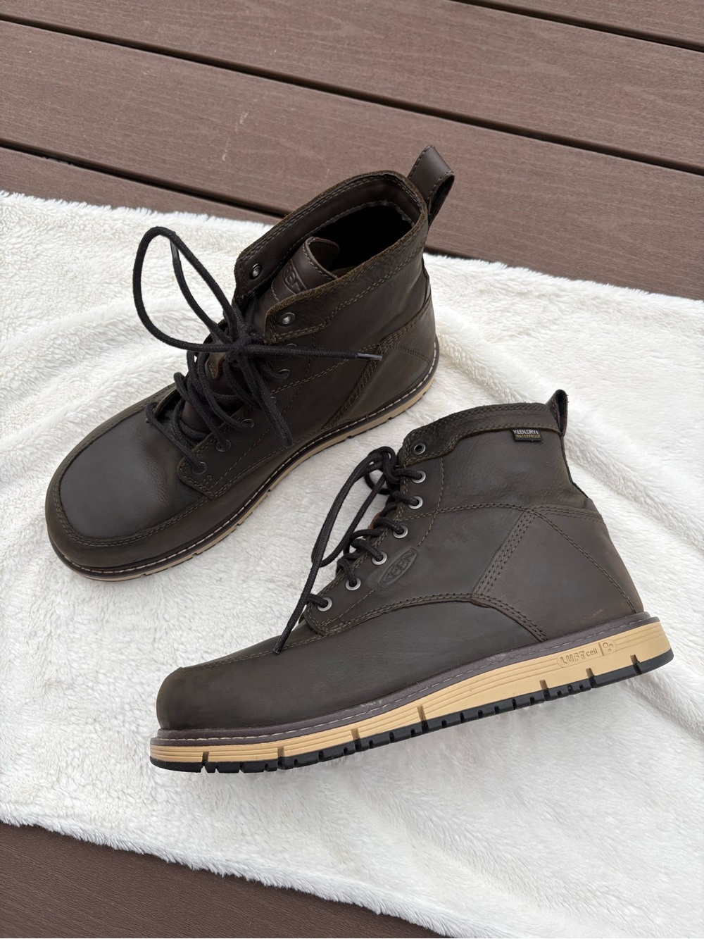 Keen men’s San Jose waterproof work boots soft toe size 10.5